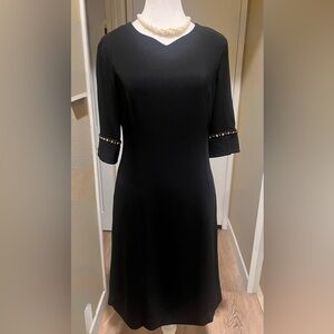 Versace Black Midi Dress with Gold Accents. EUC